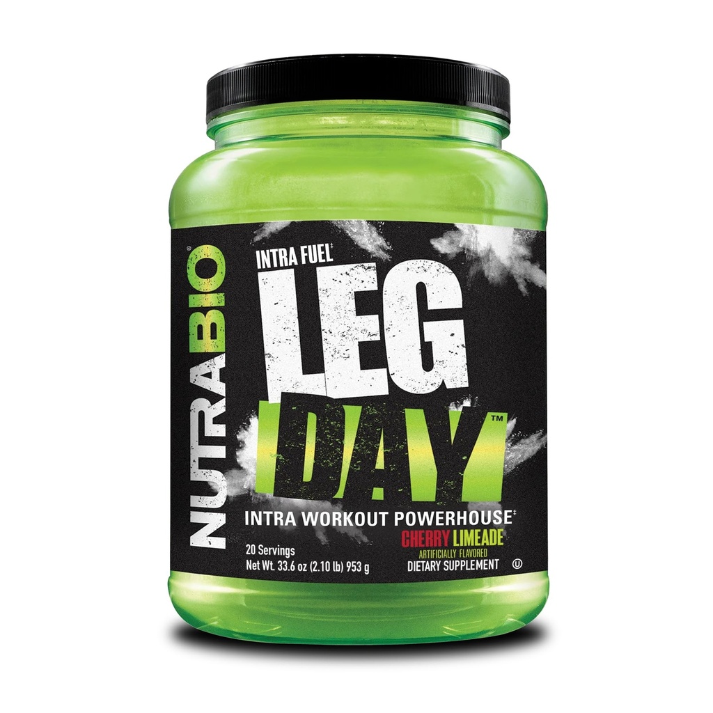NutraBio Leg Day Intra Workout אבקה - תוספת פחמימות מתקדמת עם Cluster Dextrin & Electrolytes - אבקת Carb עם EAAs / BCAAs - Cyclic Dextrin עבור ביצועים - צ'רי לים, 20 משרתים