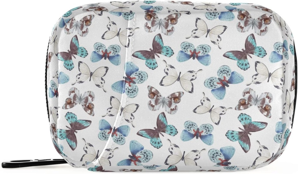 Naanle Blue Butterfly 7 Day Pill Case Travel מארגנת עם Zipper Bag - Portable Weekly Case - גודל קומפקטי עבור תוסף ויטמין Holder