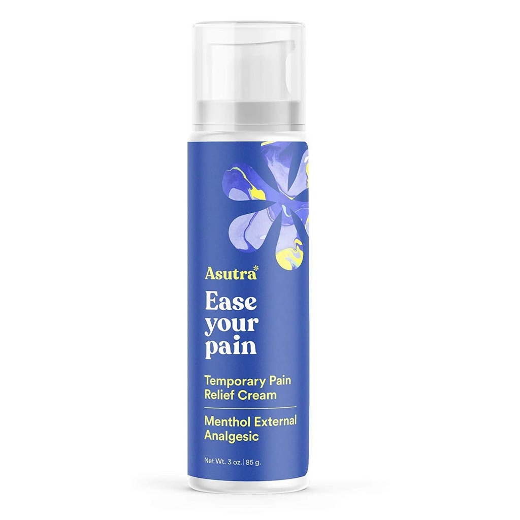קרם הקלה ASUTRA, 3 oz - Cooling Sensation, זמני הקלה ממתח שרירים וסוארסיות, 4% Menthol, Arnica מונטנה, ודיל מתיל Sulfone (MSM)
