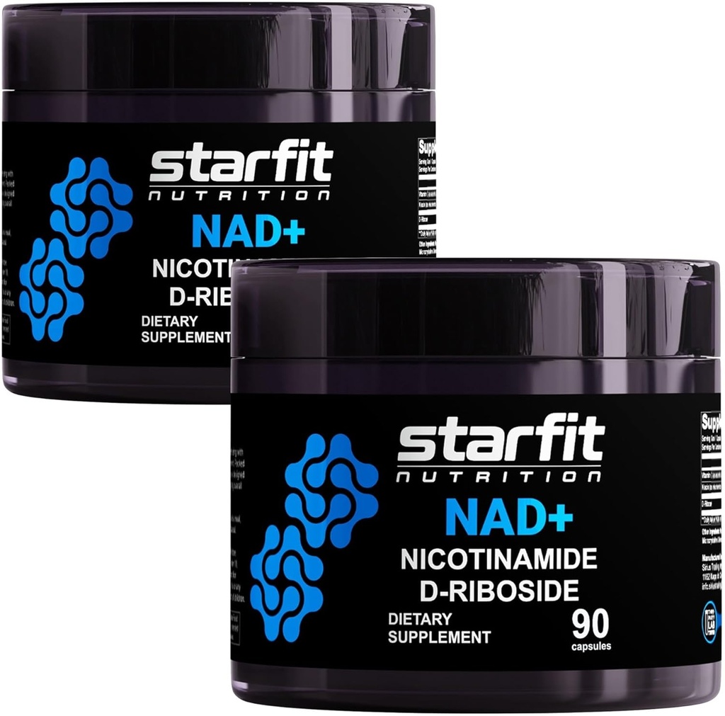 STARFIT - Nicotinamide D-Riboside (2 Pack), Booster NAD+, Energy & Focus תוסף, תמיכה סלולרית הכוללת 180 קפסולות