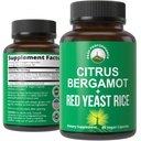 Citrus Bergamot + Red Yeast Rice עוצמה גבוהה 10:1 ברגמוט לחלץ. No Gluten, Zero Sugar, טבעוני קפסולות