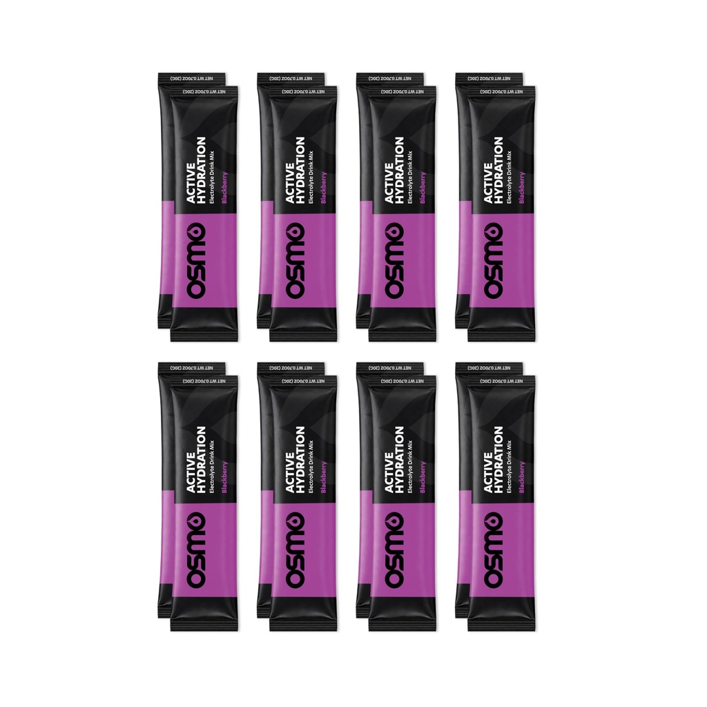 אוסמו Active hydrotion אבקת אלקטרוליט - כולל Sodium, Magnesium, Potassium, carbs & ויטמינים, All Natural Ingredients, 3X Faster הידרציה, Boosts Power & Endurance - 16 Packets, BlackBerry BlackBerry