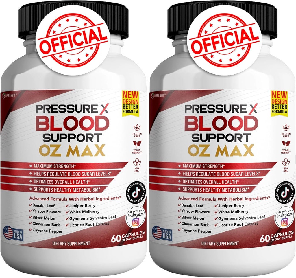 תמיכה בלחץ X Blood Support OZ Max Blood Support - Advanced Formula PressureX Advanced Support Supplement, לחץ X מקסימלי ביקורות (2 Pack - 120 קפסולות)