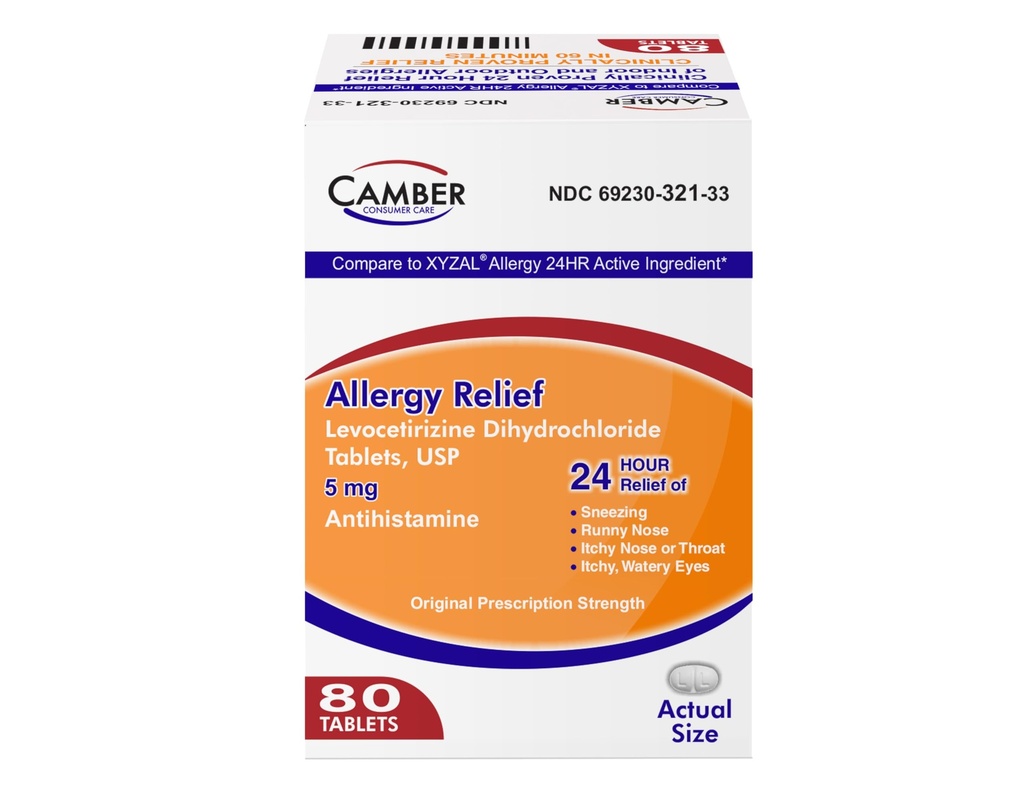 Camber Consumer Careocetirizine Dihydrochloride 5mg Antihistamine טבליות, בהשוואה Xyzal Active Ingredient, Allergy Relief Medicine (80 Count)