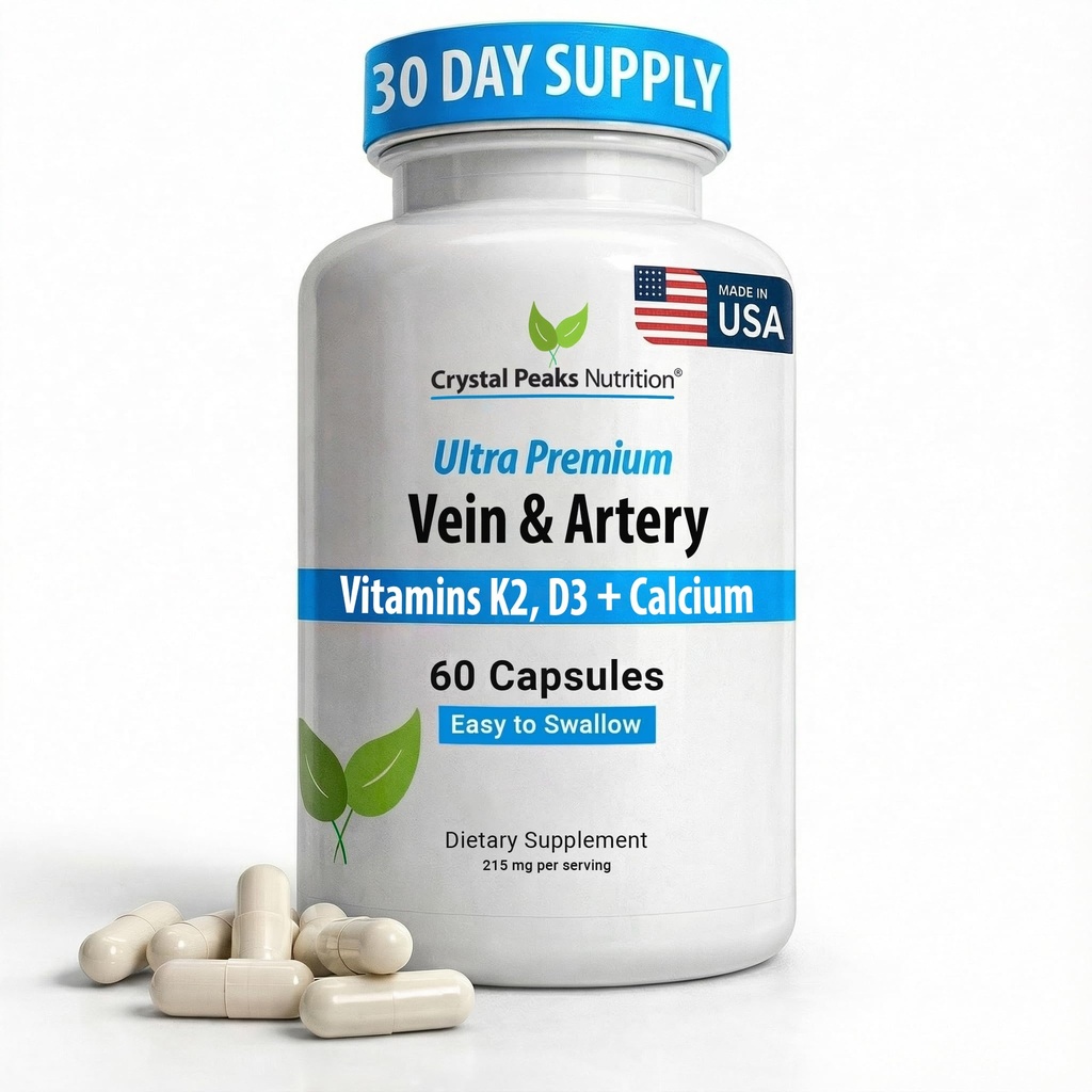 תוסף Vein & Artery - Blood Flow תוסף עם Calcium - תמיכה בהורדת דם לגברים, נשים - Circulation ו- Vein Support - 60 ct