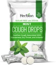 HERBION Naturals Cough Drops, Sugar-Free עם Stevia, Dietary Supplement, Soothes Cough, עבור מבוגרים וילדים מעל 6 שנים, 125 טיפות (Pack of 5), Mint