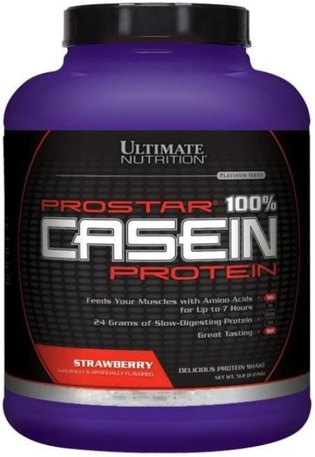 תזונה מושלמת Prostar Micellar ו hydrolyzed Casein אבקת חלבון - שומן חינם Overnight שרירים צמיחה התאוששות עם BCAAs, 5 פאונד, סטרוברי