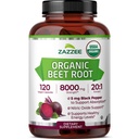 Zazzee USDA אורגני Beet Root 8000 מ"ג כוח 20:1 לחלץ, 120 קפסולות שחרור מהיר טבעוני, Black Pepper Extract for Enhanced Absorption, תומך בייצור Nitric Oxide, Non-GMO, מיוצר בארצות הברית
