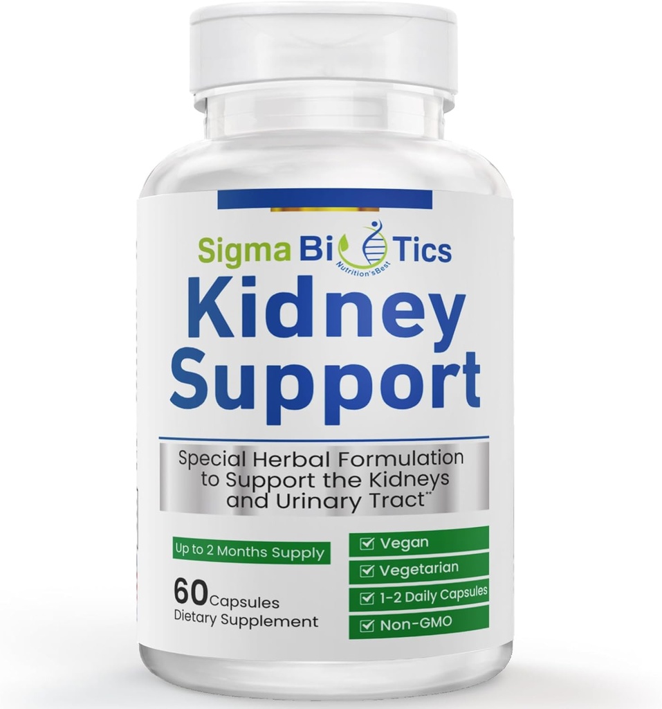 Sigma Biotics Kidney תמיכה תוסף - Herbal Supplements for Kidney Care ו- Urinary Health - טבעוני, non-GMO פורמולה עם Cranberry, Astragalus, ו Joiper ברי - 60 קפסולות