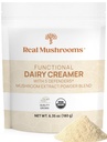 Real Mushrooms Functional Milk Creamer with Mushroom Extracts - Sweeted with Organic Lucuma & Maple אבקה - קרם אורגני פונקציונלי - 90 מנות, תה, Smoothie & קפה אבקת אבקת