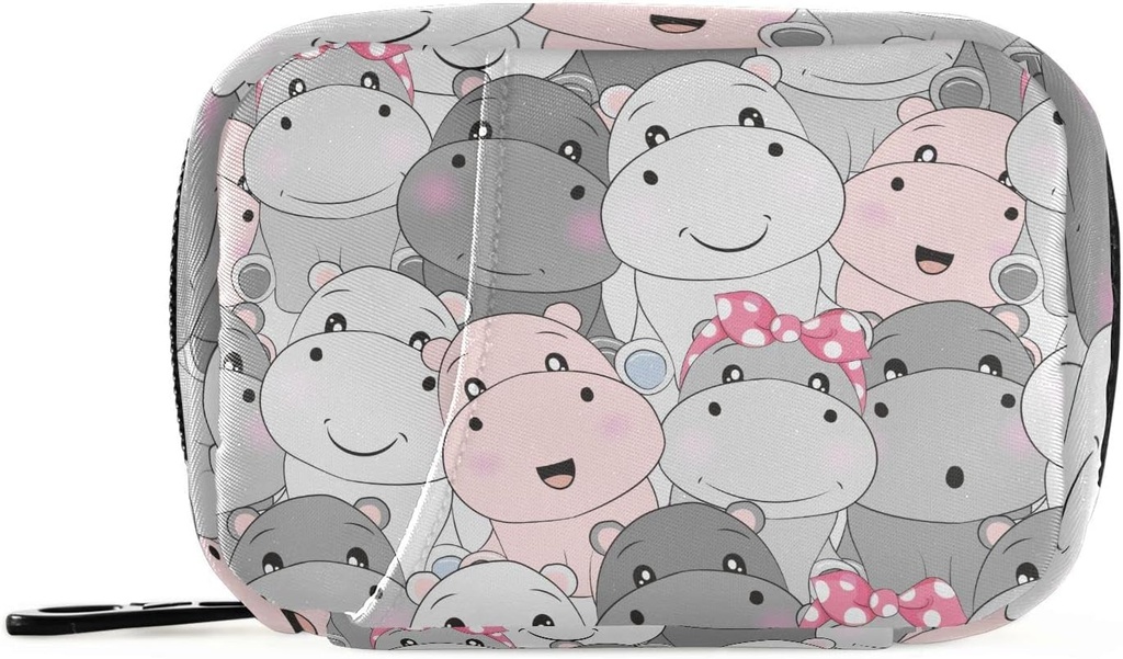 Pill Box hippo קריקטורה 7 Day Pill Case Travel Pill מארגנת Bag עם Zipper Portable Weekly ויטמין Medicine תוסף Holder Pouch Bag