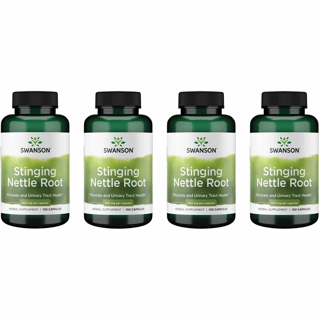 Swanson Sting Nettle Root (Urtica Dioica) - תוסף צמחי - (100 קפסולות, 500 מ"ג) (4 Pack)