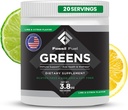 Fossil דלק Super Greens אבקת Premium Superfood | 40+ חומרים מזינים אורגניים | ירוק Veggie Whole Foods, חיטה, Spirulina, Kale for Energy, Gut Health, Detox ניקויse (20 משרתים)