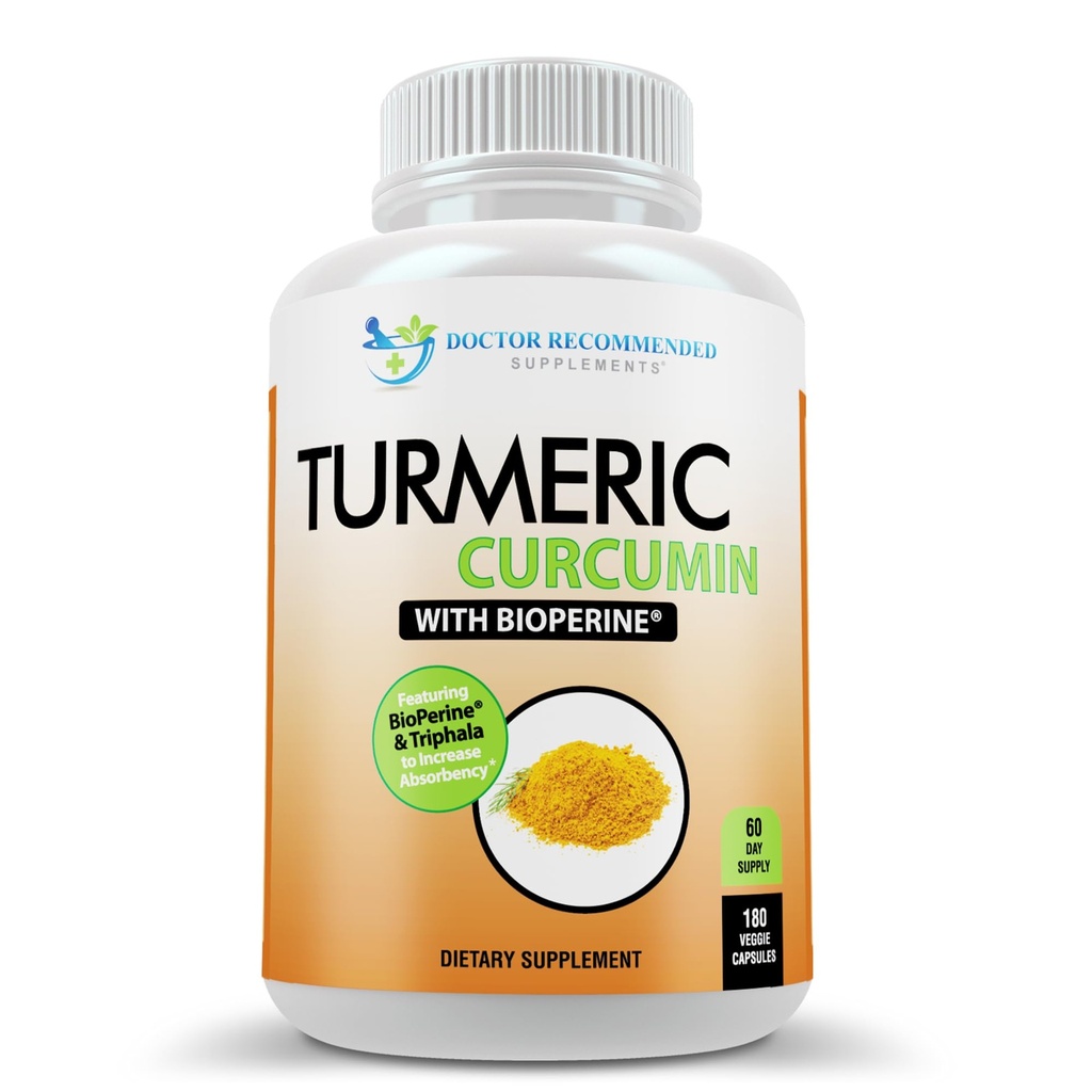 תוסף Turmeric Curcumin - 2250mg /d - Veggie Caps - 95% Curcuminoids עם Black Pepper Extract (Bioperine) - 750 מ"ג קפסולות - 100% אורגני - Most Powerful Turmeric (180 הרוזן)