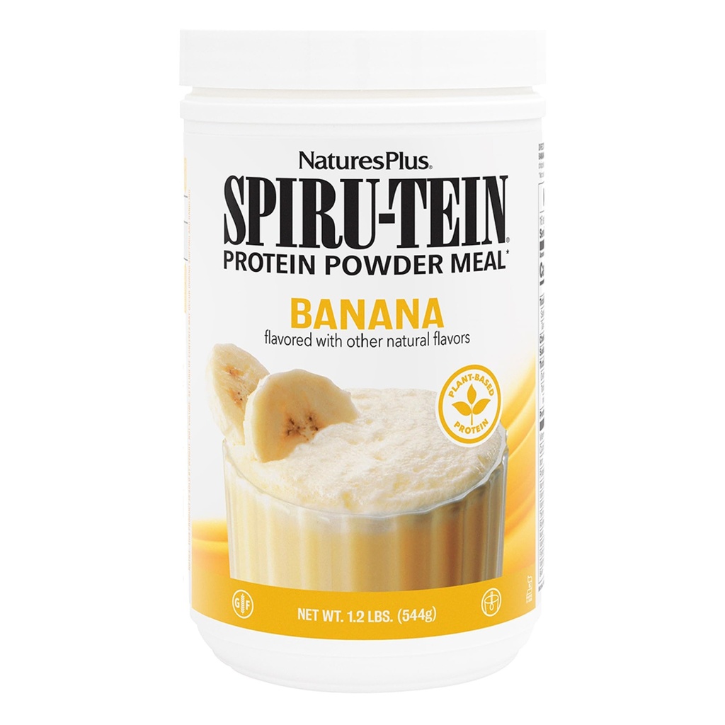 Natures Plus SPIRU-TEIN, בננות - 1.2 lbs - גידול חלבון מבוסס צמחי - non-GMO, Vegetarian, Gluten Free - 16 משרתים