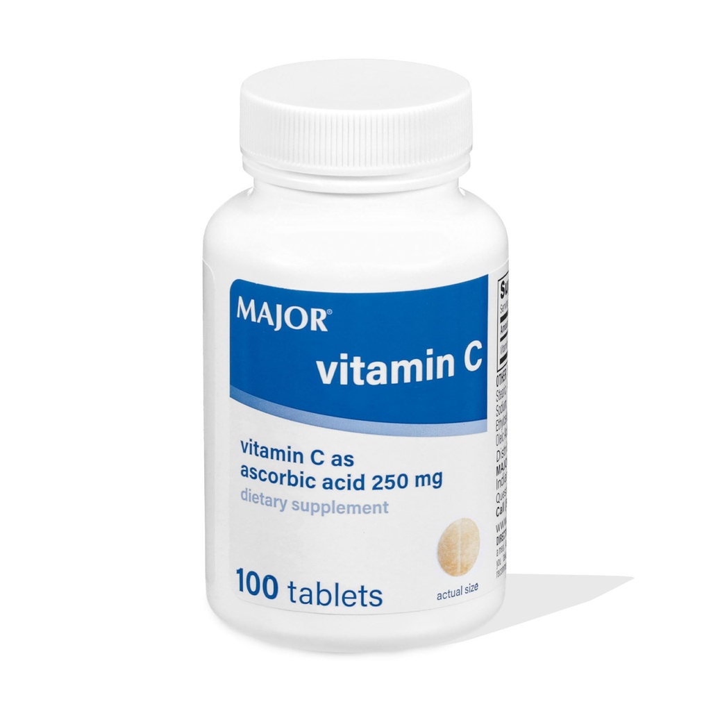 MAJOR ויטמין C 250 Mg - תוספת תזונתית - 100 טבליות (1 Pack)