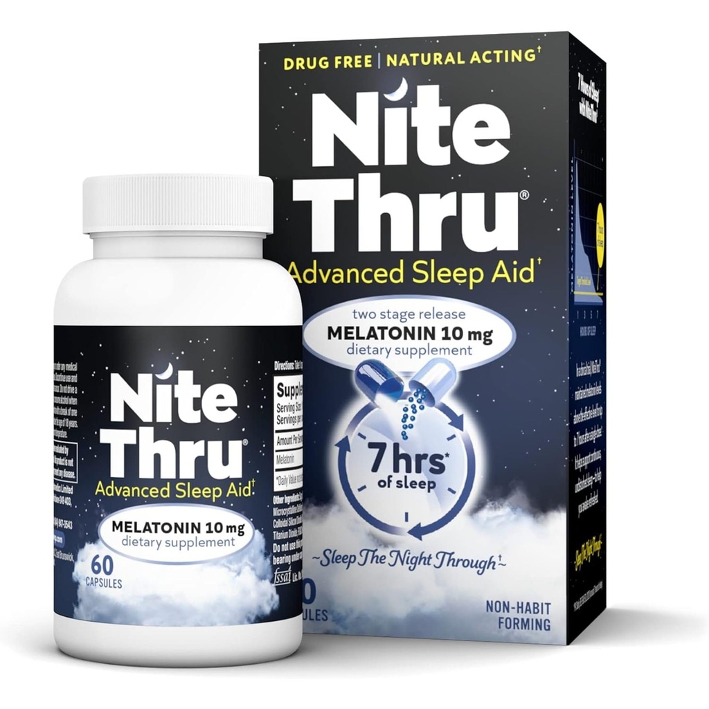 Advanced Sleep Aid Melatonin Dietary תוסף, 10 מ"ג קפסולות, 60 Count