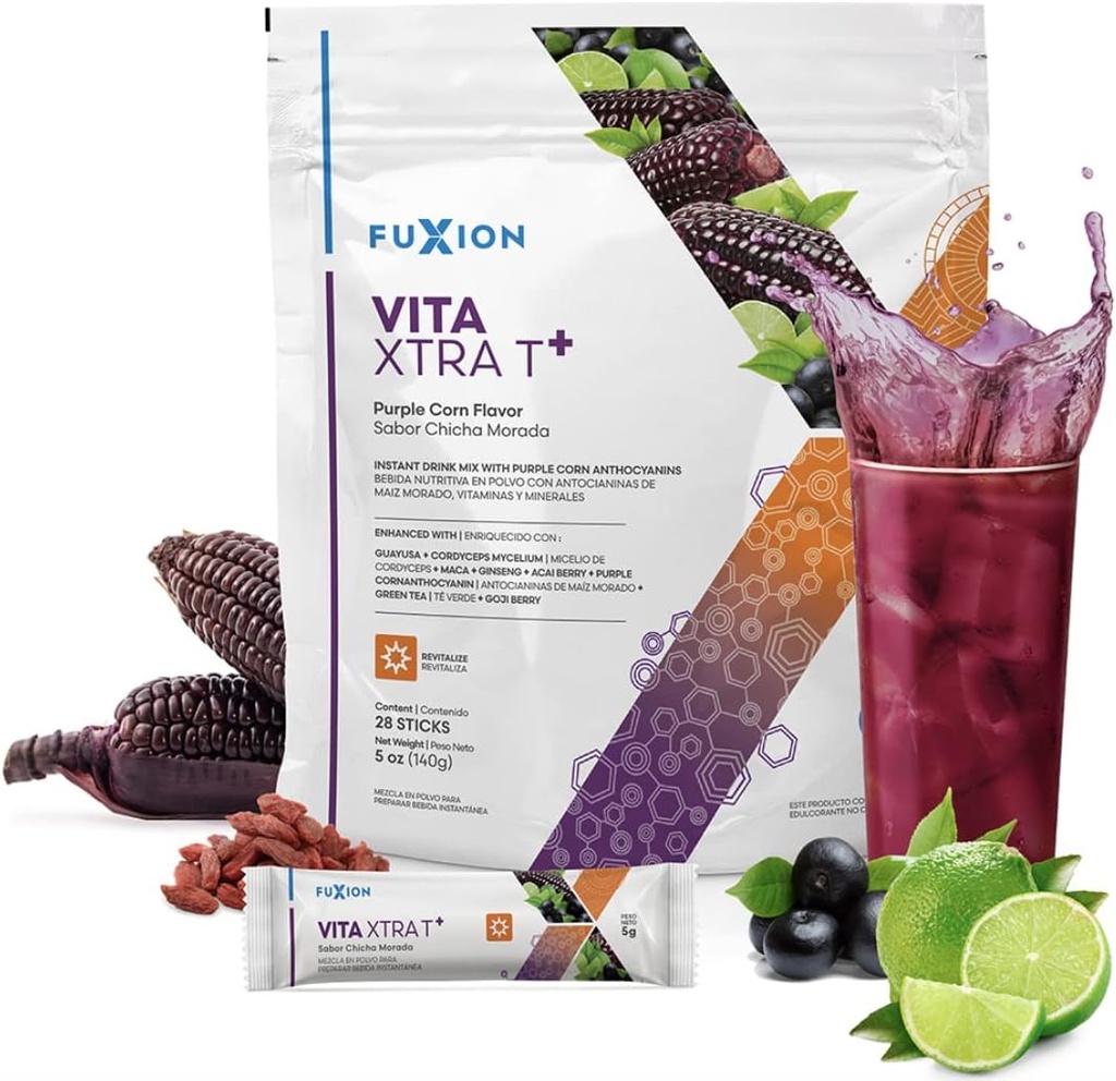 FuXion Health Care for Bodybuilding-Fuxion Vita Xtra T, Natural Occurred Caffeine Energy Drink, All Natural Herbs&Fruits for Natural Energy (Vita Xtra T, 28 Sticks)