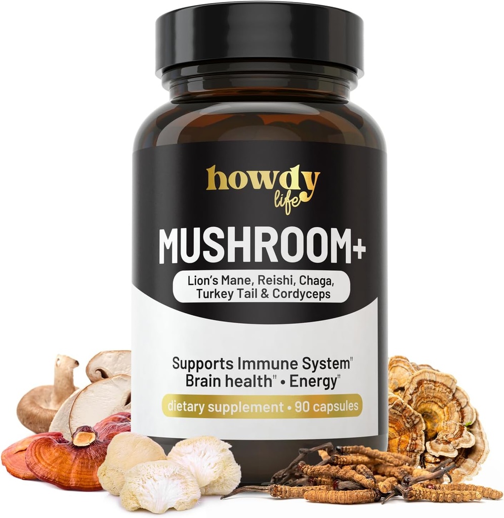 Lions Mane תוסף קפסולות - Mushroom תוסף Brain Booster עם Reishi, Chaga, Cordyceps וטורקיה Tail Mushroom אבקת - nootropic ואנרגיה עבור זיכרון להתמקד