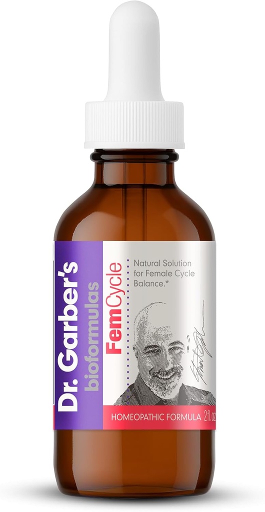 Dr. Garber's Natural Solutions Fem Cyle Oral Drops - Gemmotherapy Liquid Supplement to Balance Hormones and Relieve PMS, PMDD, Hot Flashes, Menopause, and Menstrual Symptoms - 60ml