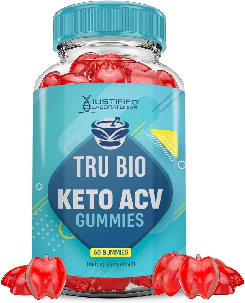 Justified Laboratories Tru Bio Keto ACV Gummies Advanced Formula 1000MG TruiBIo Keto Gummies Apple Cider Vinegar פורמולה עם אבקת מיץ Pomegranate B12 טבעוני non GMO 60mys