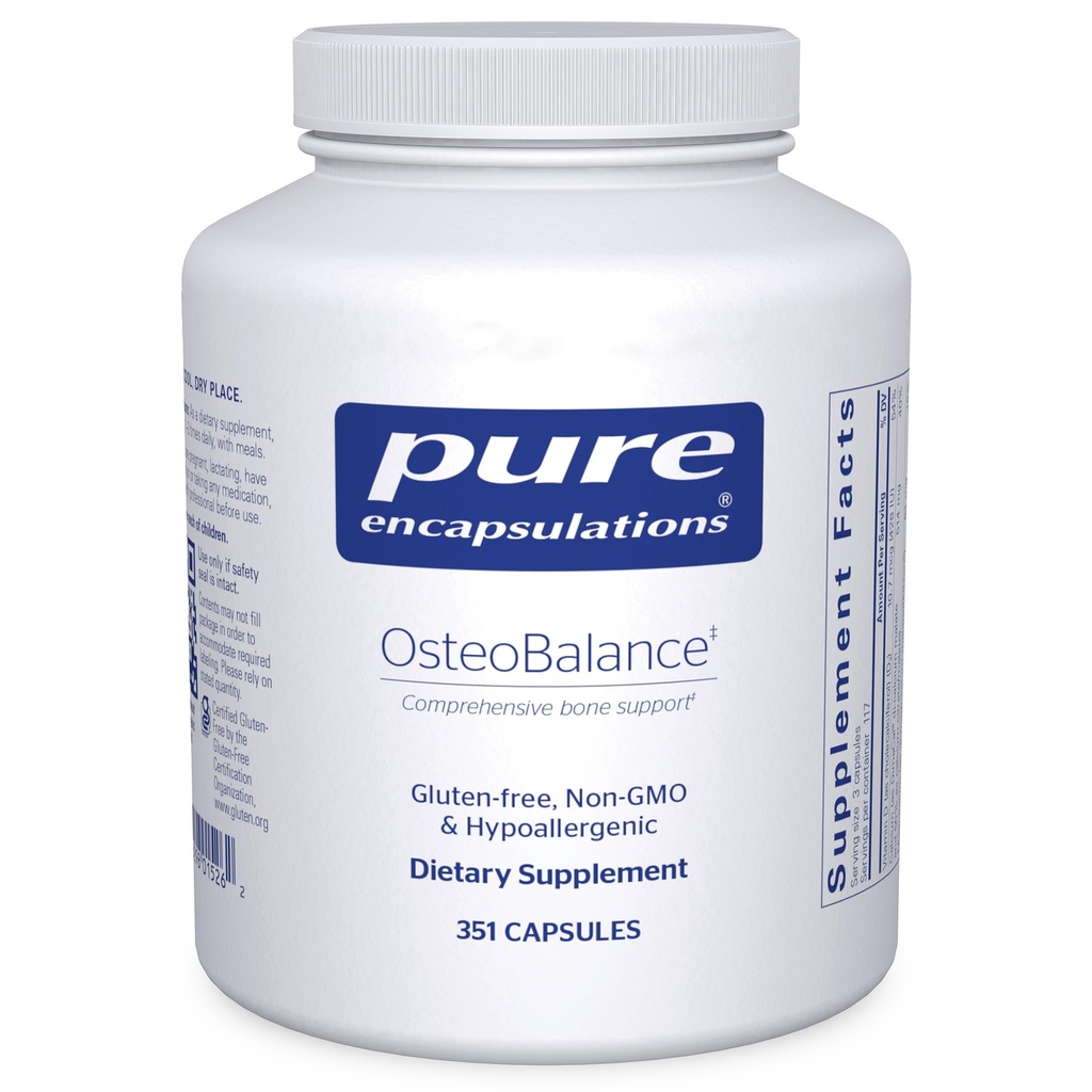 טהור Encapsulations OsteoBalance | תוסף Hypoallergenic כדי לקדם את Calcium Absorption ולהגדיל את מינרליזציה העצם בריאה * 351 קפסולות