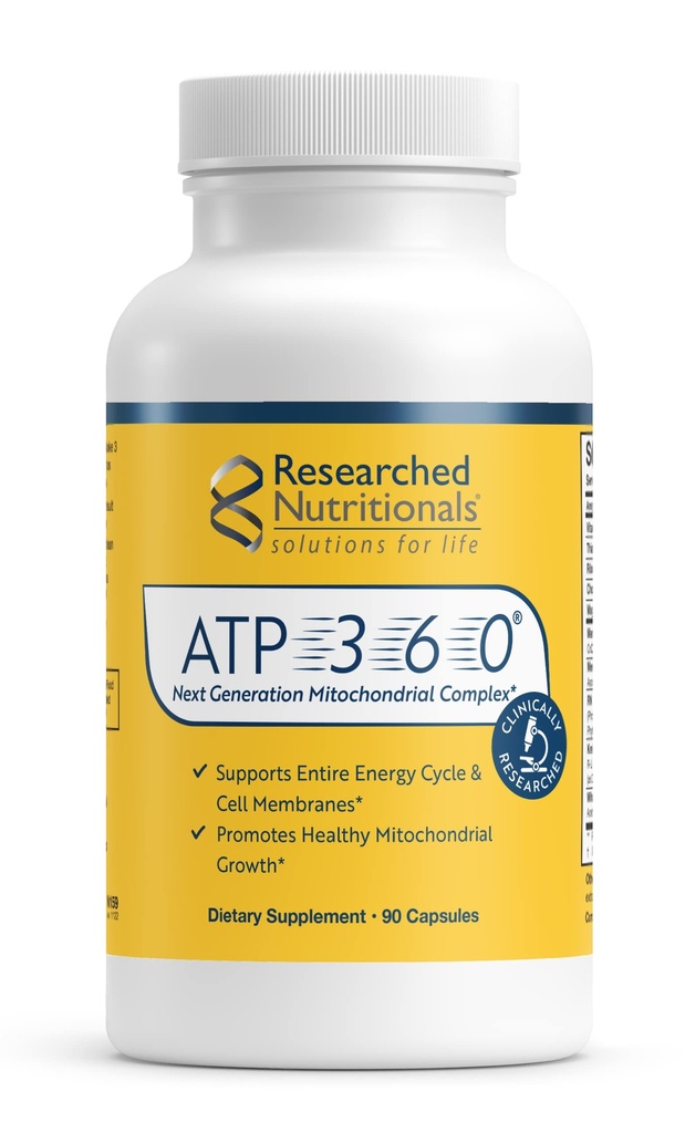 דיאטות מחקר ATP 360 - תוספי Mitochondrial לתמוך מחזור אנרגיה שלמה ו- Cell membranes - קלינית מחקר ATP, High Dose CoQ10, R-Lipoic Acid & PQQQQQ, 90 קפסולות