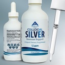 Nano Colloidal Silver Liquid for Immune Support, 12 PPM Deionized Silver, 4 Oz Glass בקבוק עם Measuring Dropper, 24 משרתים