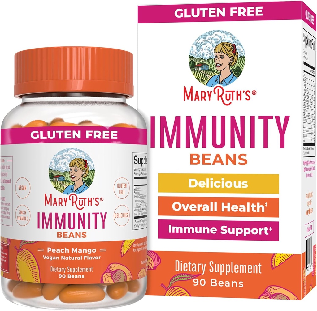 MaryRuth Organics Adult Immune Support Vita-Beans עם Zinc ווויטמין C תוסף ל- Ages 14+ | Immunity ויטמינים | טבעוני, Non-GMO, Gluten Free