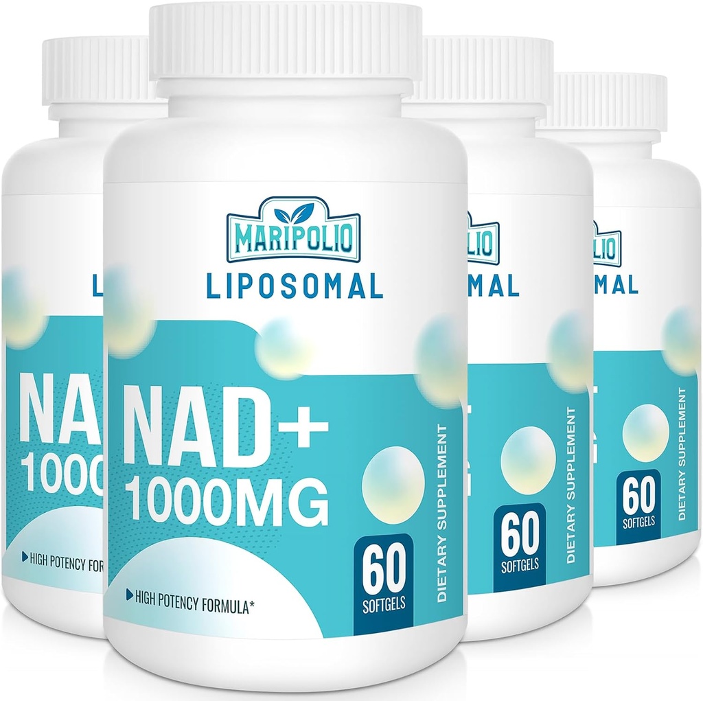 Liposomal NAD+ תוספת 1000 מ"ג | גבוה NAD פונטי | Max Absorption | Pure NAD תוסף | אנרגיה ותיקון דנ"א, הגנה, תפקוד המוח | 240 Softgels