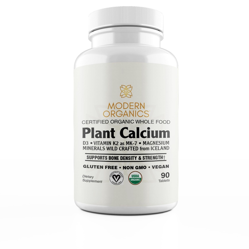 Plant Calcium | 1000 מ"ג מזון אורגני שלם Calcium מ- Organic איסלנדי Algae עם ויטמין D3, ויטמין K2 ומגנזיום | 72 Trace מינרליםs | 90 טבליות טבעוניות