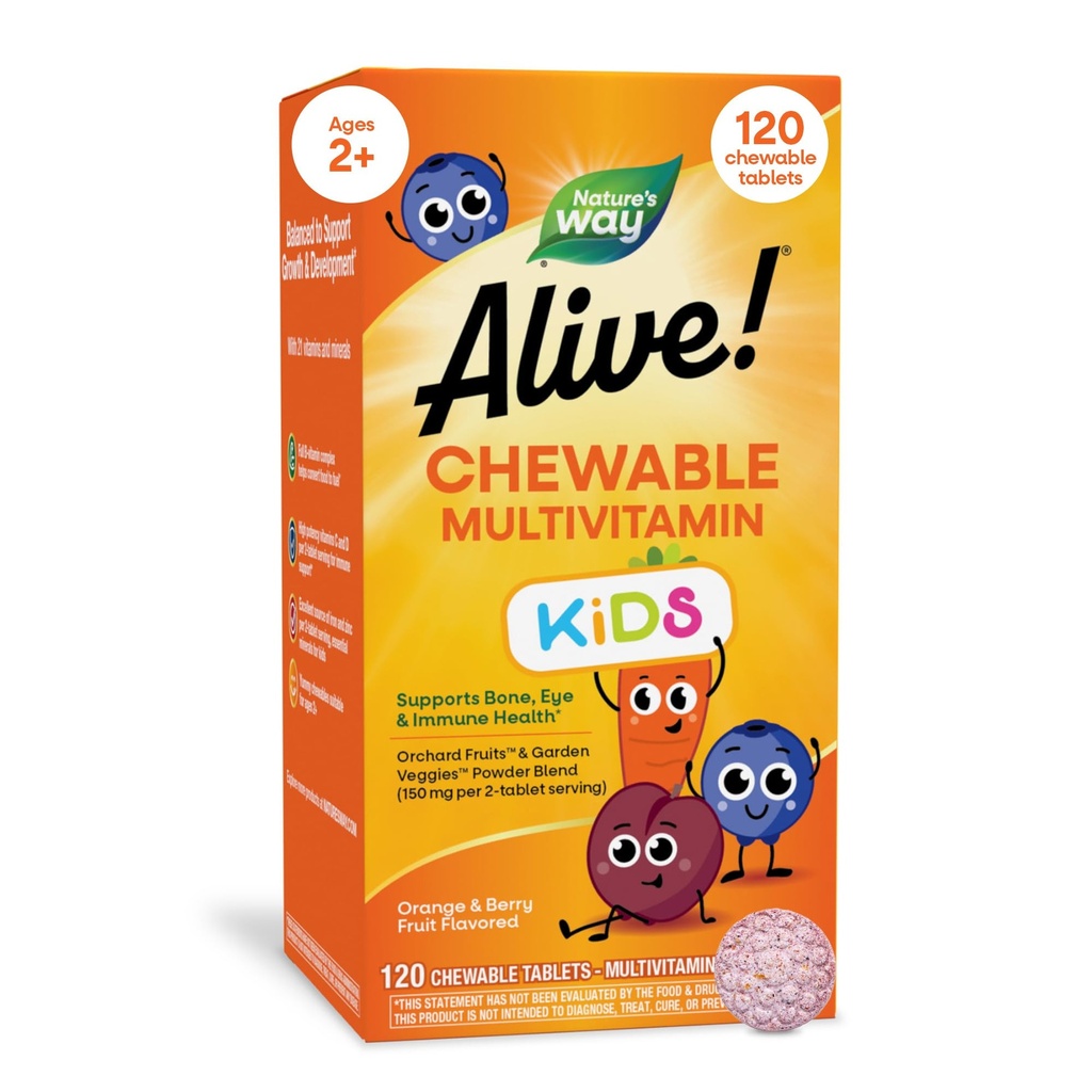 חי! ילדים של Multi-Vitamin Chewable - 120 טבליות Chewable של Nature's Way