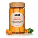 JUGO Beauty + SUPERFOODS | Hair Skin Nails תוסף עם Hyaluronic Acid & Turmeric | 40 Count Plant- Based Gummies | Gelatin-Free, non- GMO, Made in USA