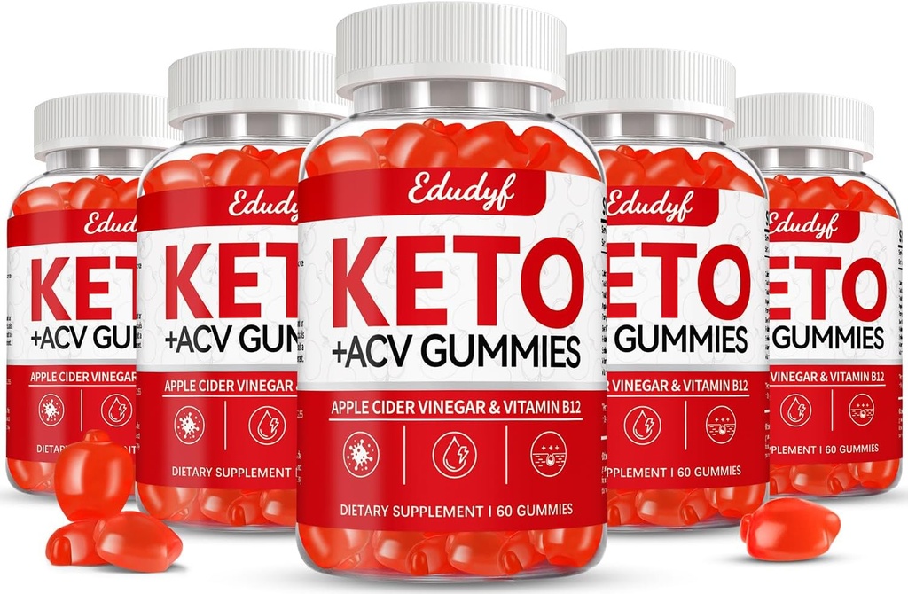 Keto ACV Gummies, Gluten & Sugar חינם Apple Cider Vinegar תוסף עבור גברים ונשים - 300 חניכיים (1500 מ"ג 5 Pack)