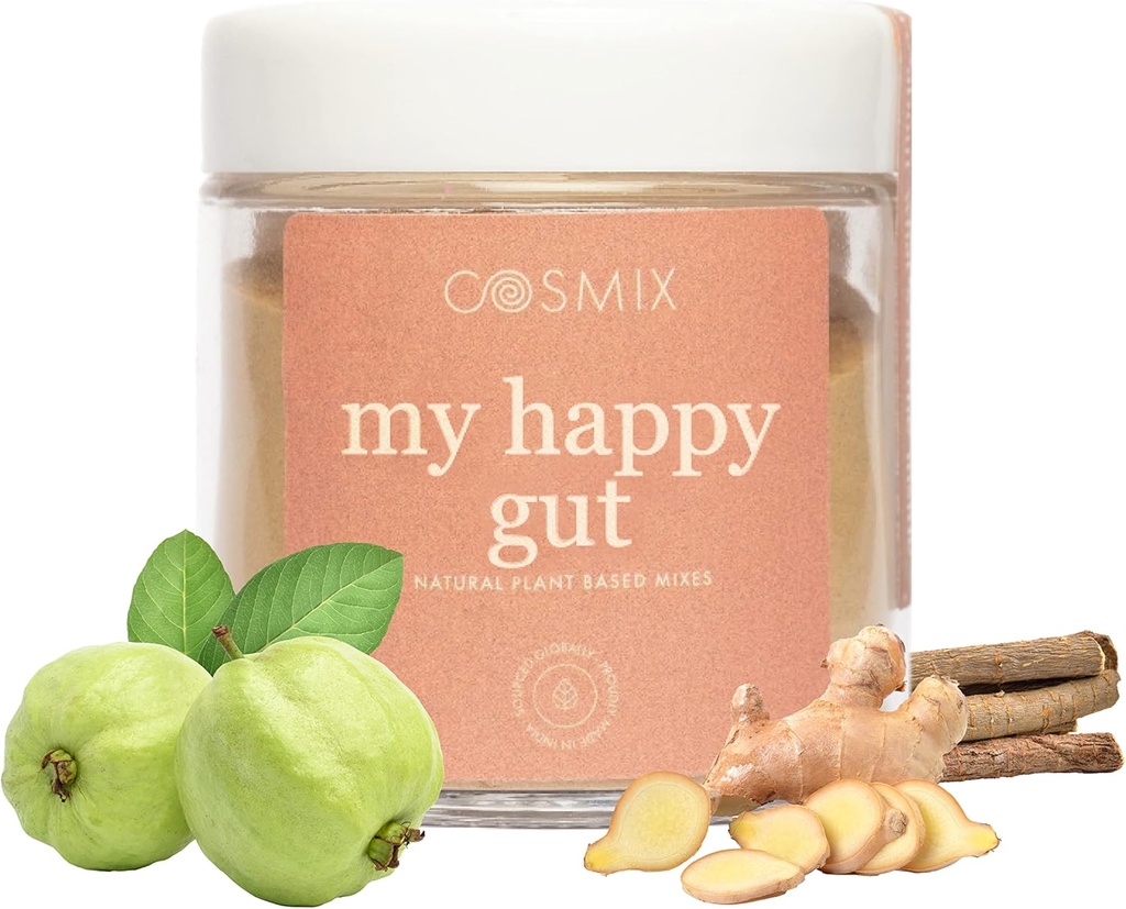 קוסמולוגיה My Happy Gut, for Improved Digest, Bloating & Total Gut Health, Natural, Plant-based Superfood, Makes Upto 40 Serves, הוסיף סוכר, טבעוני 50 G (Pack of 1) בראון