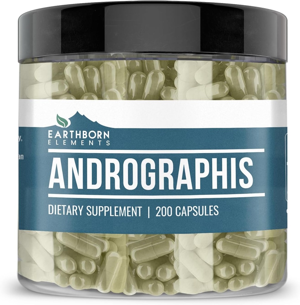 Earthborn Elements Andrographis Paniculata 200 קפסולות, Pure & Undiluted, No Additives