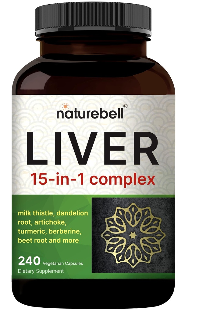 Liver 15in-1 Complex, 240 קפסולות Veggie | Herbal & מינרלים בלנדרה - Milk Thistle, Dandelion Root, Artichoke, Black Currant Oil, Turmeric, Chicory, Zinc, Choline ועוד | Non-GMOMO