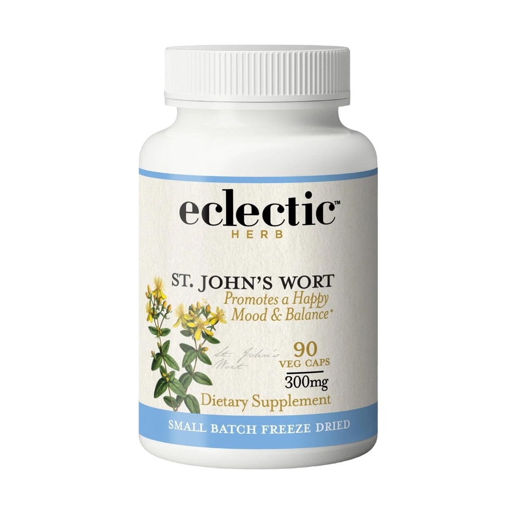 Eclectic Institute Raw Fresh Freeze-Dried non-GMO St. John's Wort | Herbal Health Supplement, מקדם מצב רוח חיובי