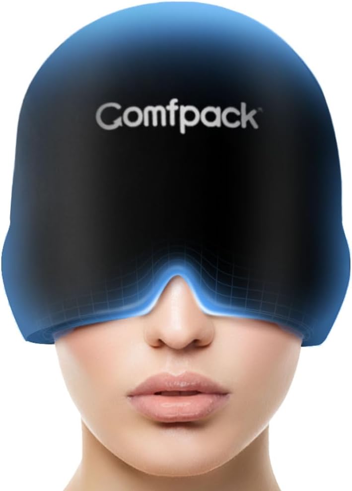Migraine Relief Cap, Full Head Cold Compress Softupy Headache Cap for Tension, Sinus, Stress Relief, Hangover Ice Hat, Puffy Eyes, Gifts for Migraine Sufferers