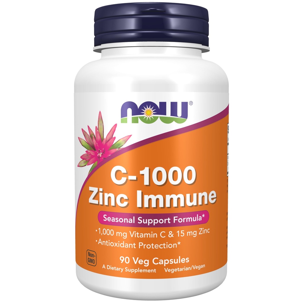 עכשיו תוספי מזון, C-1000 & Zinc Immune, Seasonal Support Formula *, Antioxidant Protection*, 90 ואג קפסולות