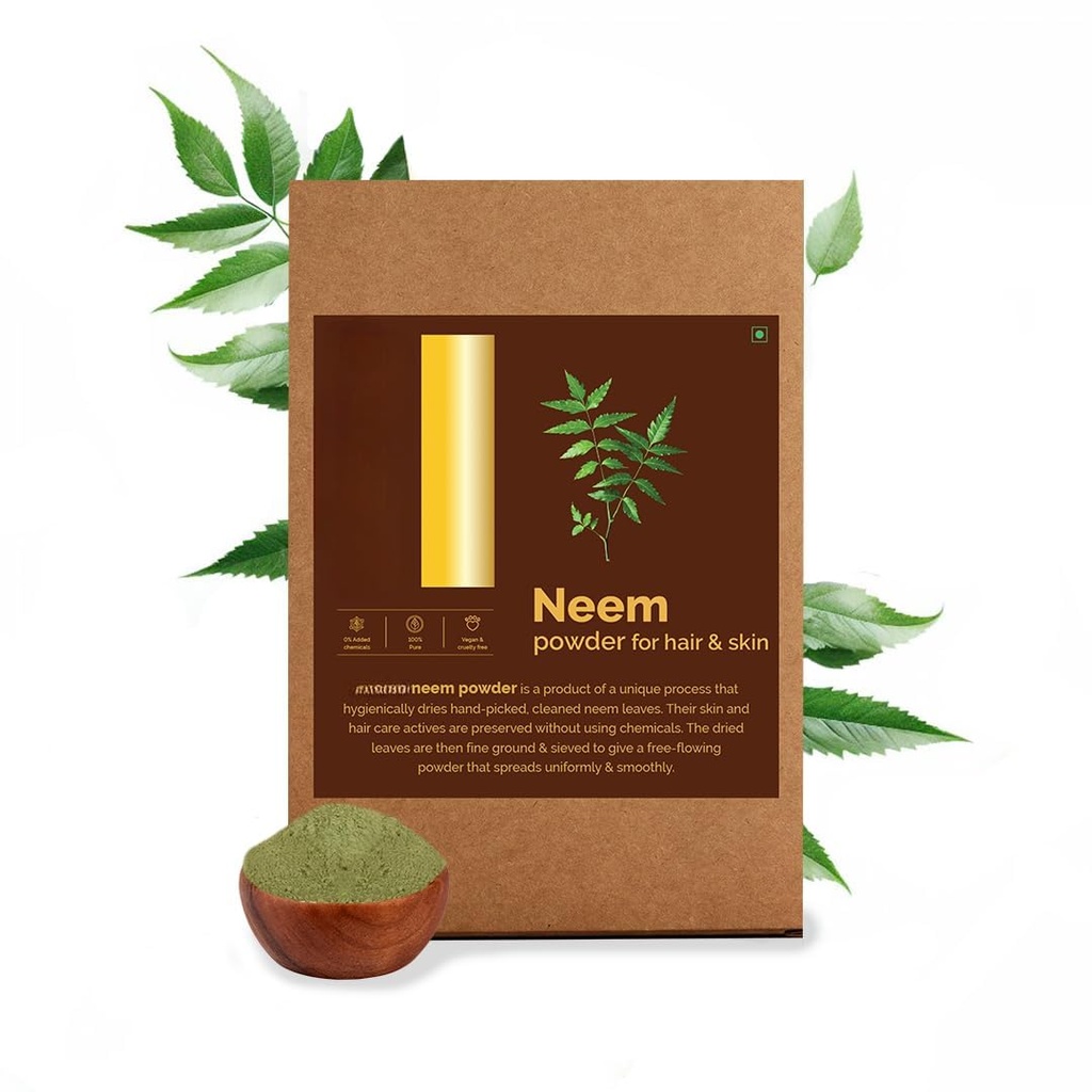 אבקת Neem Leaf, 100% טהור וטבע, Hygienly Dried, Pack for Healthy Scalp & שיער חזק - 100 גרמים