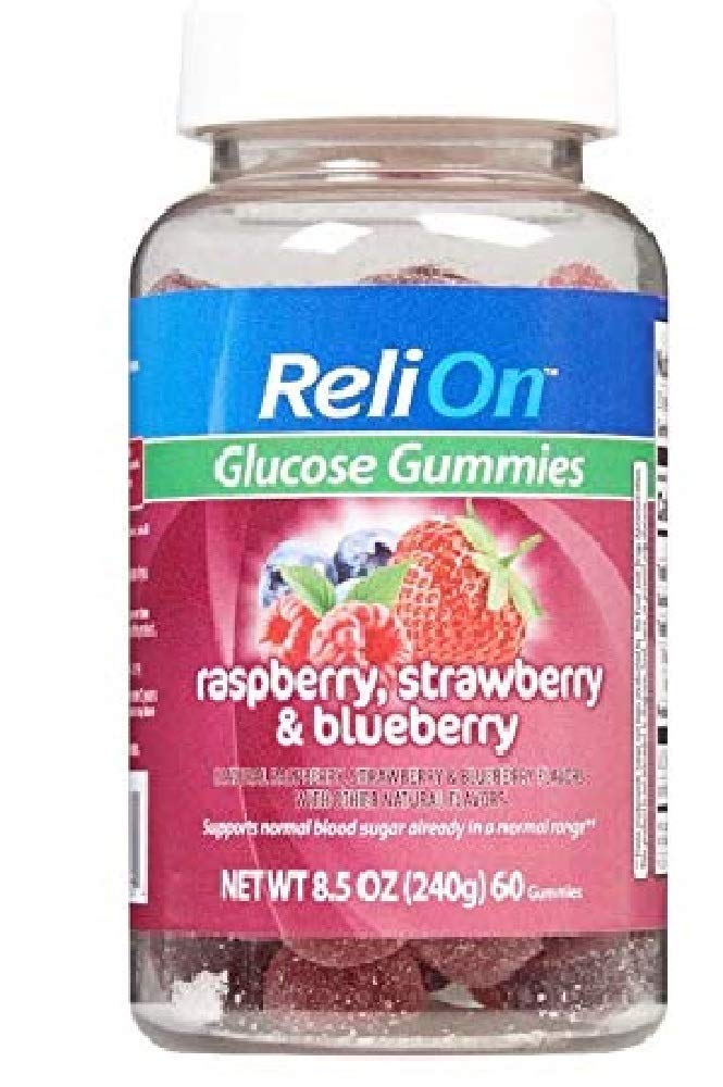 ReliOn Glucose Gummies Raspberry, Strawberry ו Blueberry - 60 Countבק
