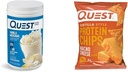 Quest Vanilla Milkshake חלבון אבקת, 24g חלבון, 1.6lb + Quest Nacho גבינות Tortilla Style צ'יפס, 18g חלבונים, Pack של 12 גרם חלבון, 1.6lb + Quest Nacho גבינת צ'יפס בסגנון צ'יפס, 18g חלבון, חבילה של 12