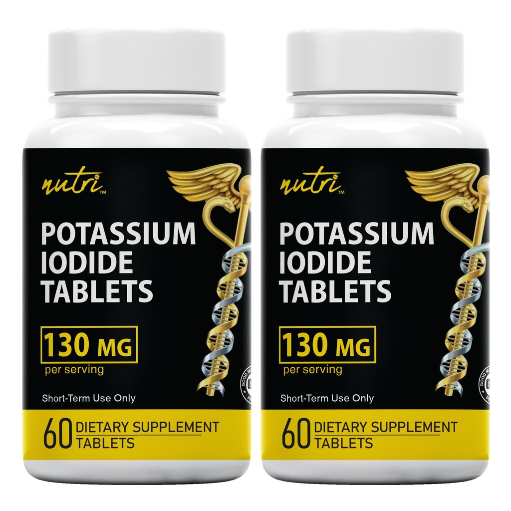 טבליות של Nature's Fusion Potassium Iodide (Pack of 2) 130 מ"ג - 120 טבליות EXP 10/2032 - YODO Naciente - KI Pills - Yoduro de Potasio