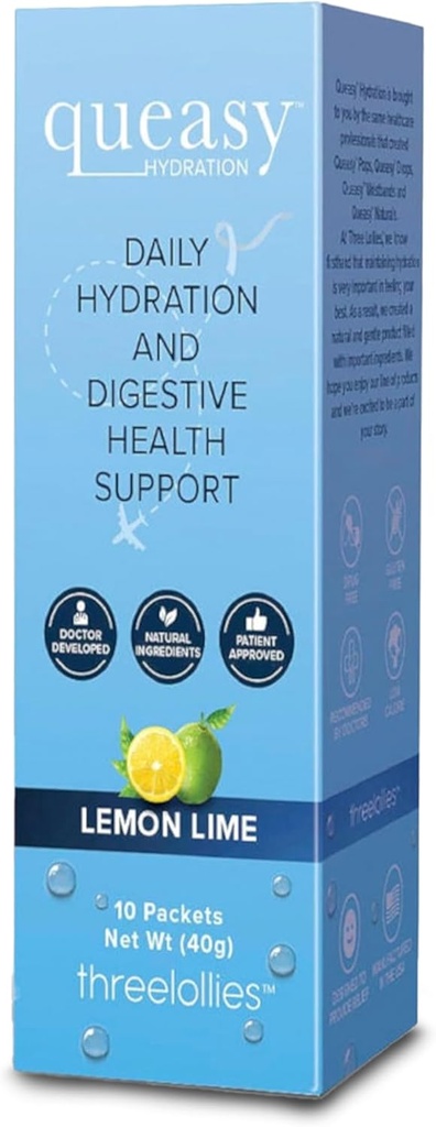 3 Lollies Quy hydrotion MD Packets - תמיכה טבעית במהלך הטיפול, Rehydrates, Eases Nausea & Replaces חומרים מזינים - 10 Packets