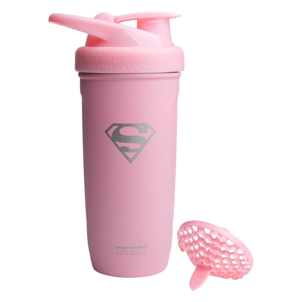 Smartshake DC COMICS Reforce Stainless Steel חלבון Shaker 900 מ"ל | 30 oz - Leakהוכחה Screw-on Lid - BPA Free - Unisex - Non Insulated - סופרגיר לוגו