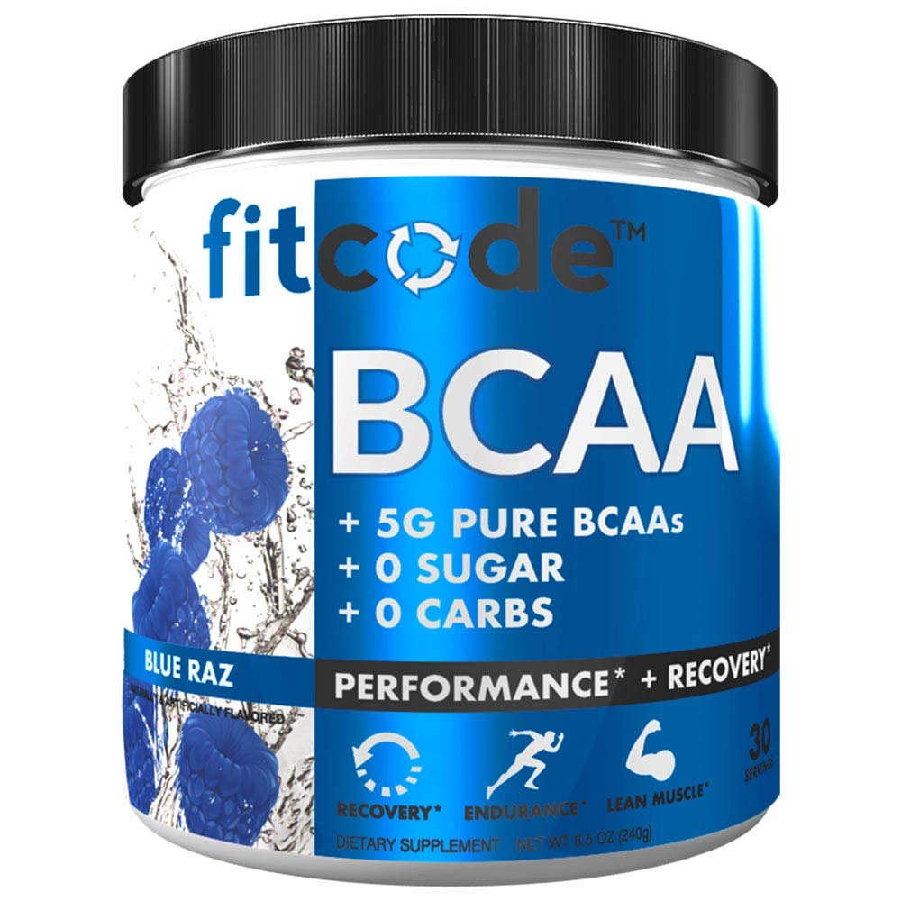Fitcode Ultra Premium BCAAs עם 5G של Pure BCAAs עם פרובנס 2:1 Ratio של Amino Acids כדי לעזור פוסט עבודה התאוששות, Lean שריר צמיחה, אנדורנס, 30 לשרתים (ג'יק רז)