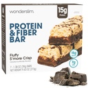 Wonderslim High סיבים חלבונים Bars, Fluffy S'more Crisp | 15g חלבון, 8g סיבים | סוכר נמוך, פחמימות נמוכה | בריאות; אינטואיציה | פיתוי, תמיכה אנרגיה & On-the-Go Convenience, 7 Pack