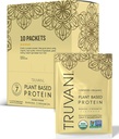 Truvani Vegan Pea אבקת חלבון | בננה קינמון | 20g אורגני צמחי מבוסס חלבון | Single Serve Packets | 10 Serves | Keto | Gluten & Milk Free | Low Carb | לא תוספת סוכר