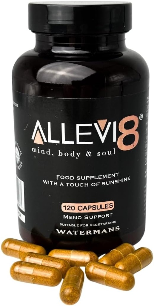 Watermans Allevi8 Curcumin Turmeric, ג'ינג'ר, Frankincense, ויטמין D & Black Pepper Extract for Best Absorption - Daily Joint & Mental Health, Immune Health Support